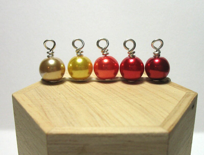 100 Glass Pearl Bead Charms, Multicolored Bulk Dangles, 8mm Pearl Beads, Adorabilities