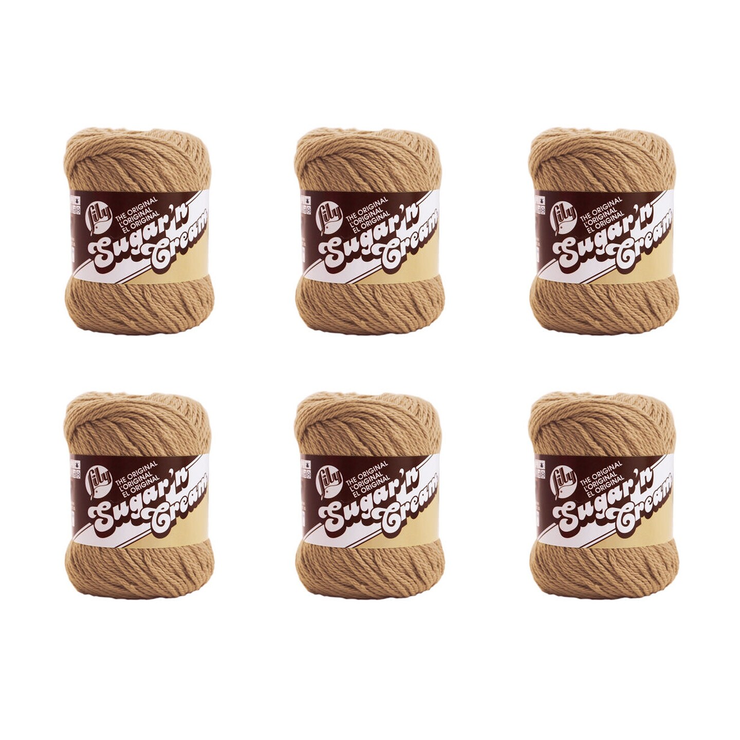 Lily Sugar&#x27;N Cream Jute Yarn - 6 Pack of 71g/2.5oz - Cotton - 4 Medium (Worsted) - 120 Yards - Knitting/Crochet