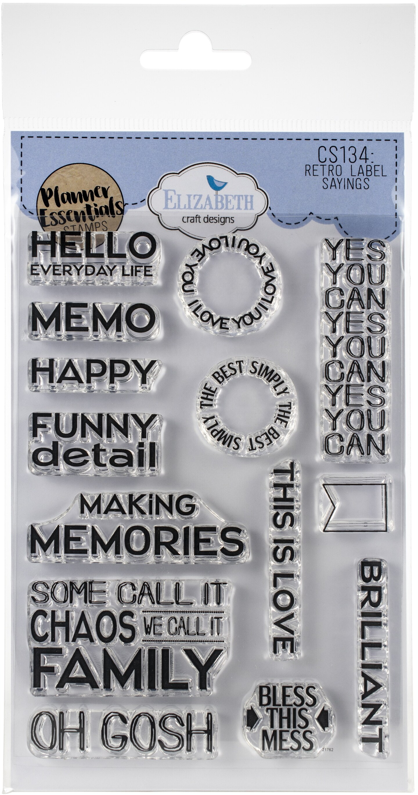 Elizabeth Craft Clear Stamps-Retro Labels Sayings