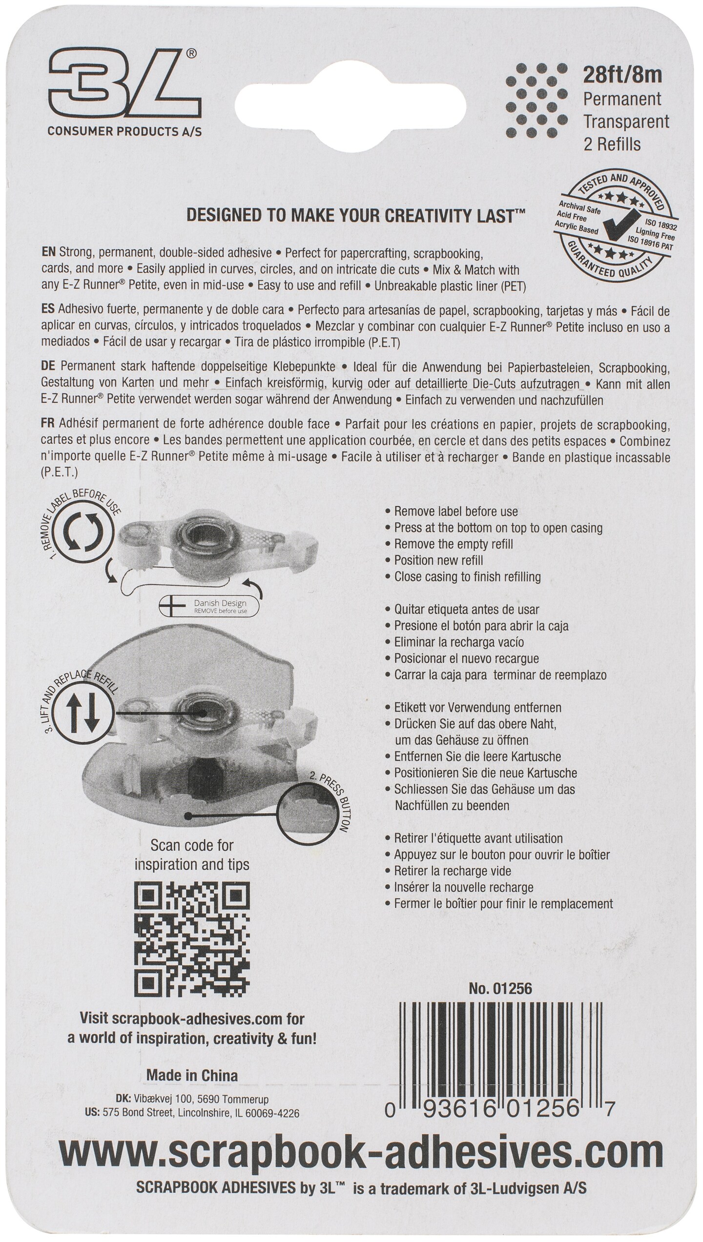 Scrapbook Adhesives EZ Runner Petite Refill 2/Pkg-26' Petite Dots-Permanent