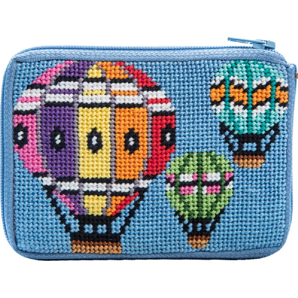 Balloons in Flight Needlepoint Coin Purse Kit Stitch &#x26; Zip