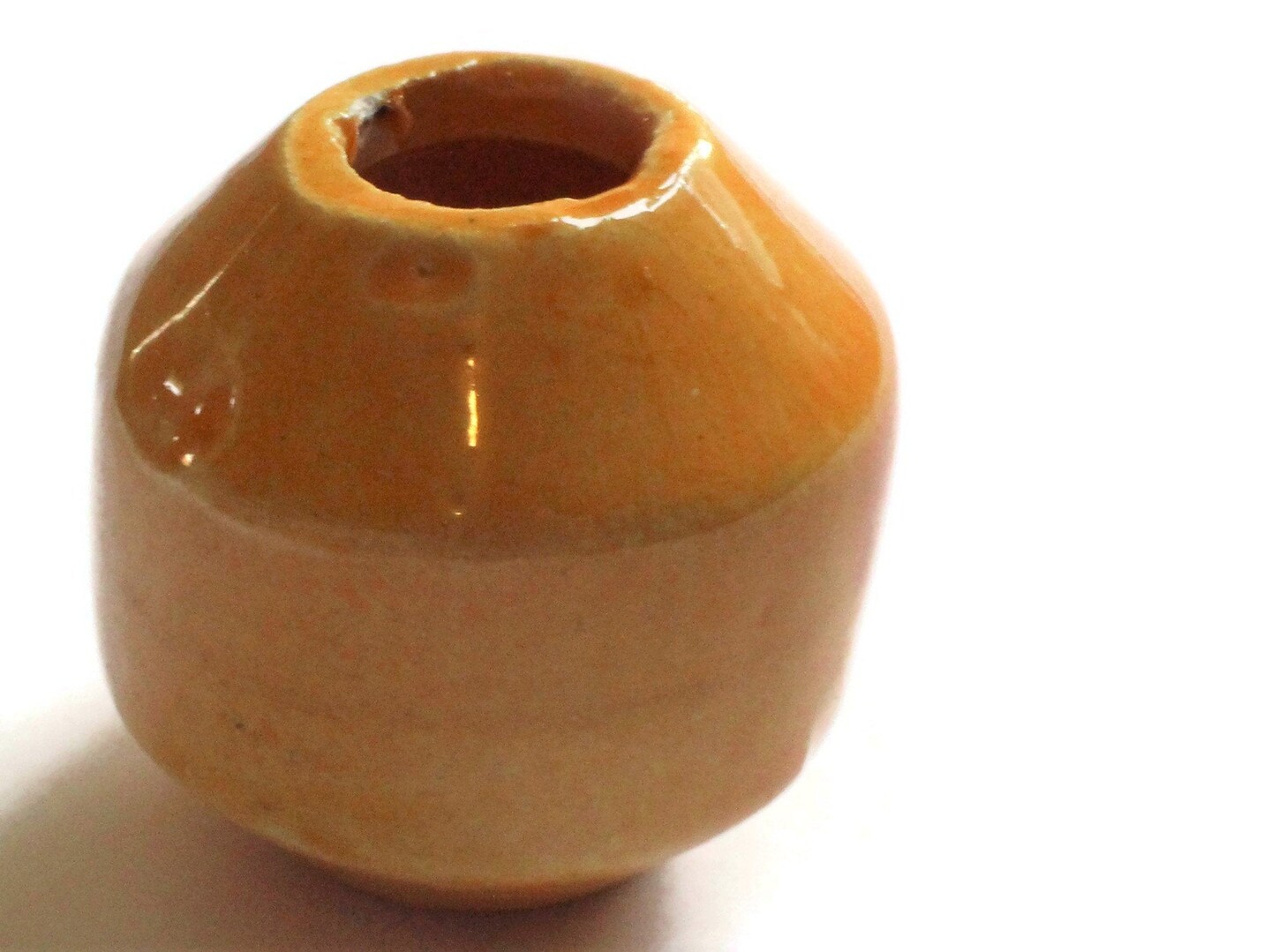 38mm Yellow Orange Banded Round Bead Vintage Macrame Ceramic Porcelain Bead