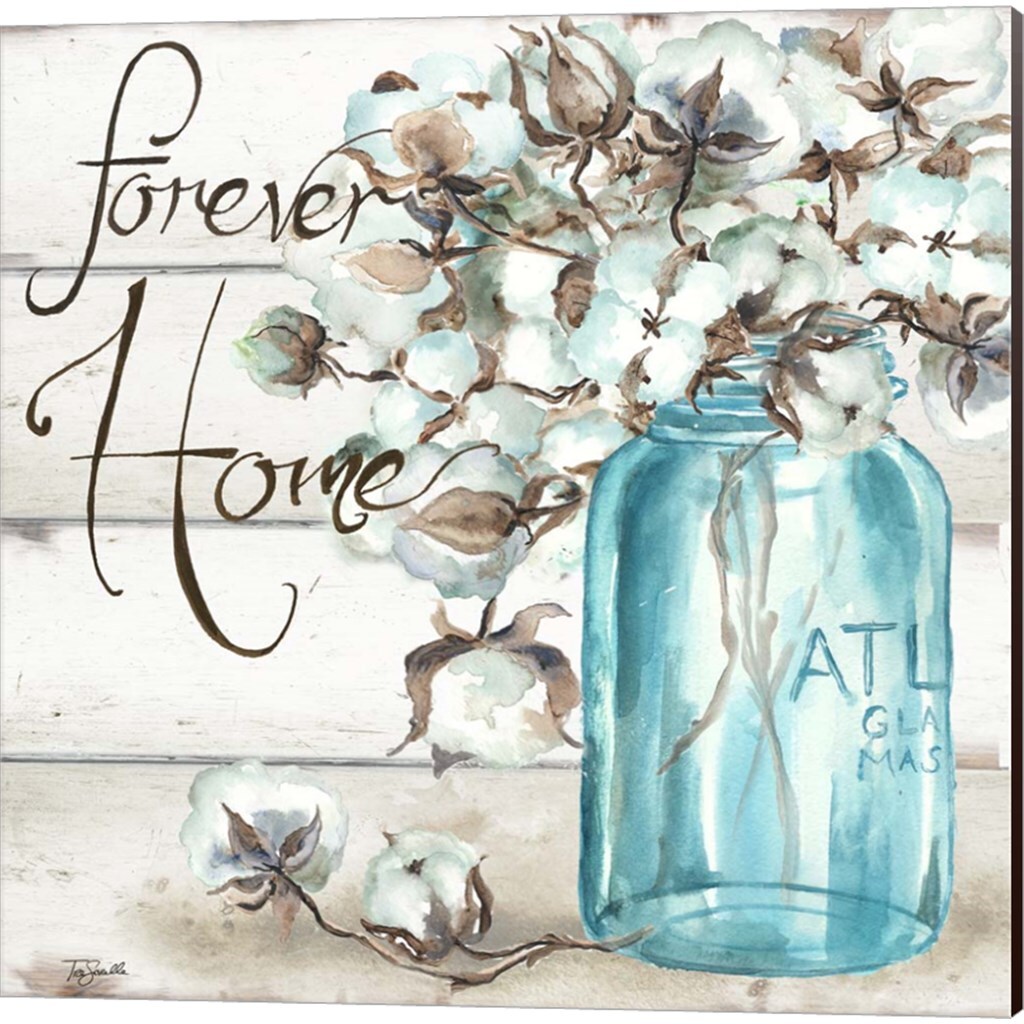 Cotton Ball Mason Jar by Tre Sorelle Studios 14&#x22; x 14&#x22; Canvas Wall Art (Set of 2)