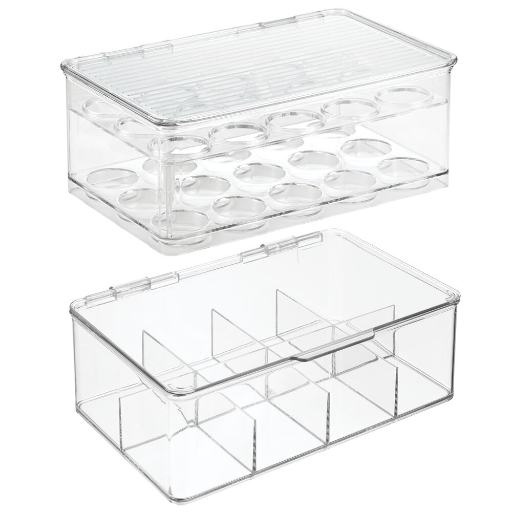 mDesign Plastic Stackable Tea Bag and Coffee Pod Organizer, Set of 2, Clear