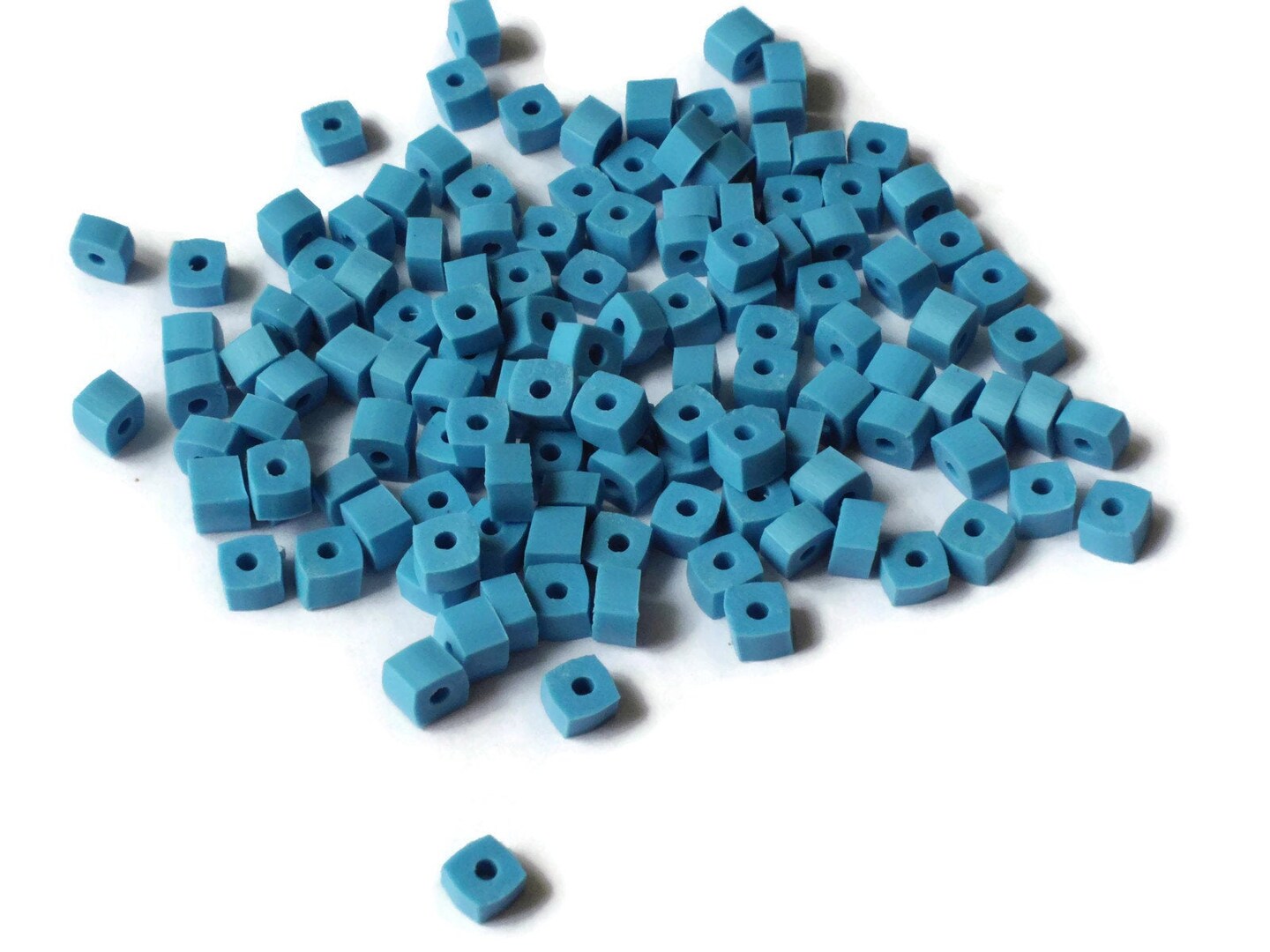 125 5mm Blue Square Beads Small Cube Beads Vintage Plastic Spacer Beads