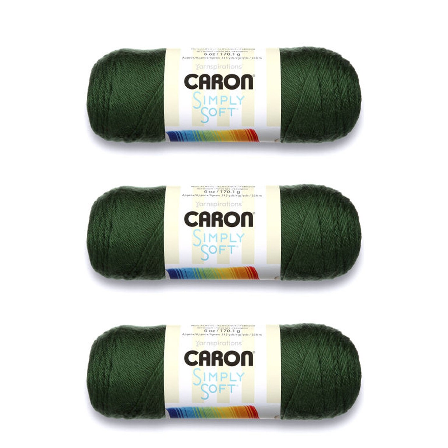 Caron Simply Soft Dark Sage Yarn - 3 Pack of 170g/6oz - Acrylic - 4 Medium (Worsted) - 315 Yards - Knitting/Crochet