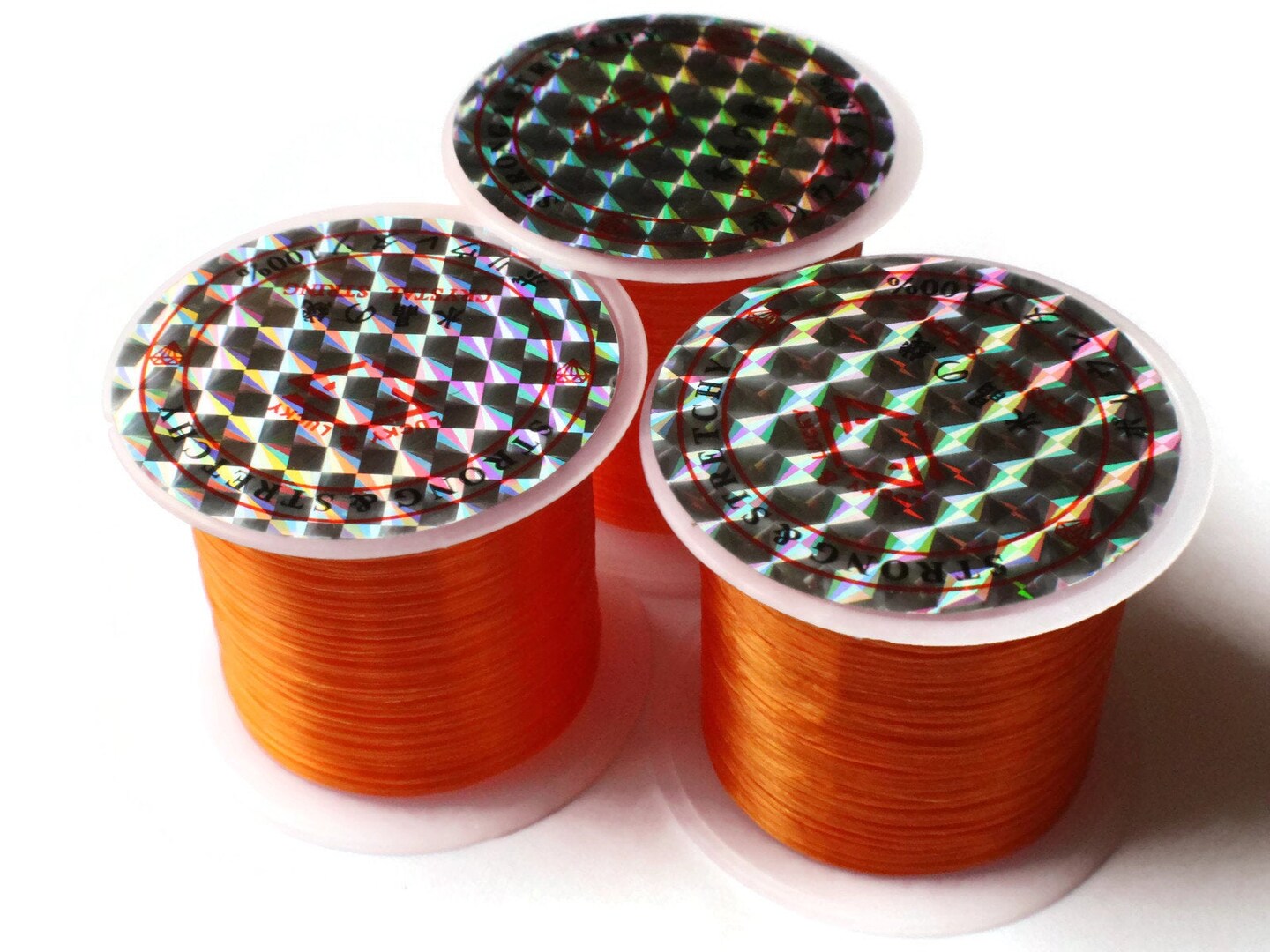 3 Rolls Thread Orange Elastic Cord 0.8mm Elastic Thread 10 Meters per roll