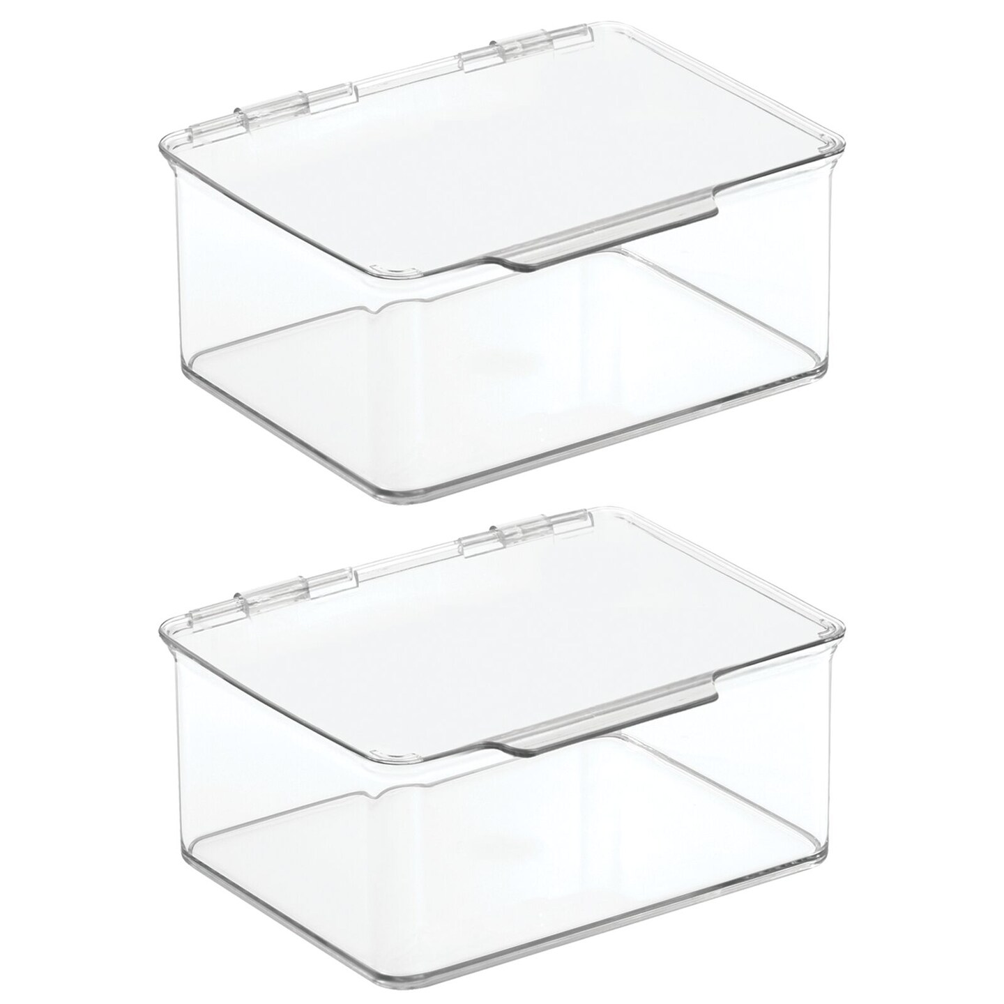 mDesign Plastic Stackable Divided Battery Storage Organizer Box, 2 Pack - Clear