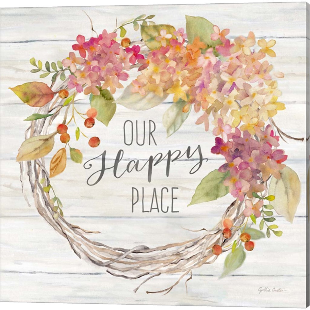 Farmhouse Hydrangea Wreath Spice Home by Cynthia Coulter 14&#x22; x 14&#x22; Canvas Wall Art (Set of 2)