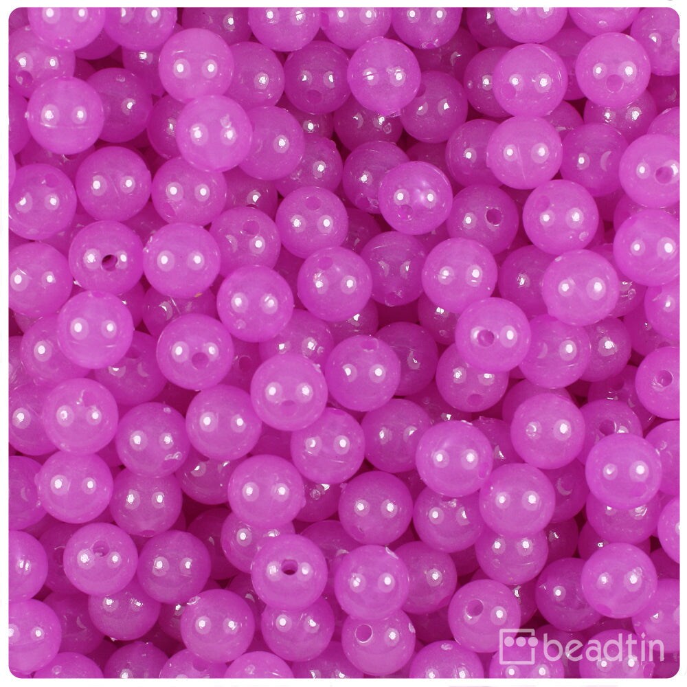 BeadTin Purple Glow 8mm Round Plastic Craft Beads (300pcs)