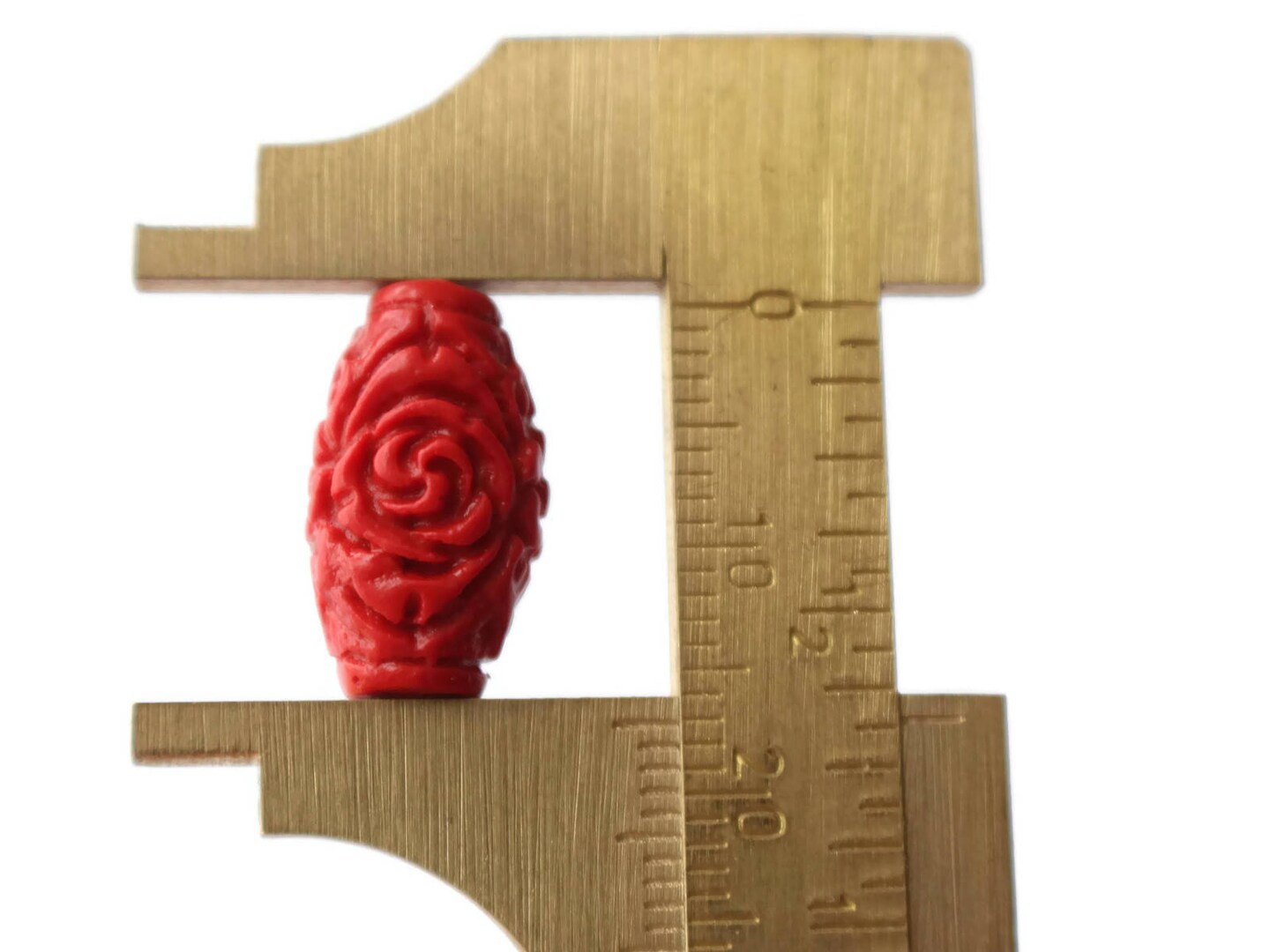 4 17mm Carved Cinnabar Barrel Beads Cinnabar Tube Beads Red Lacquer Beads