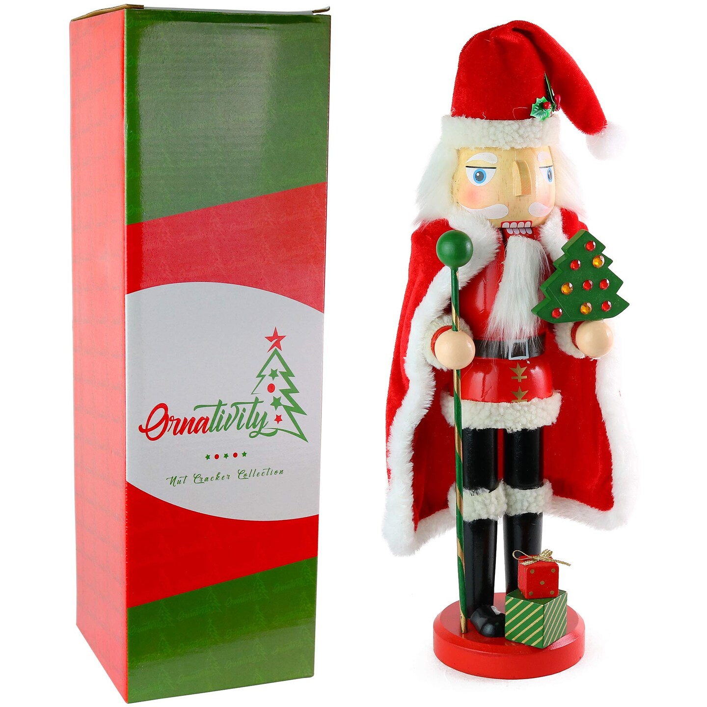 Ornativity Santa Nutcracker 13.5&#x22; - Holiday Wooden Nutcracker Santa Figure Home Decoration