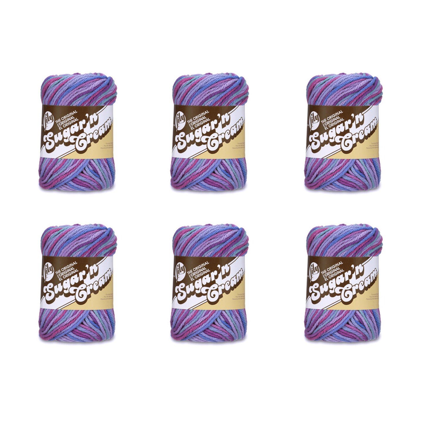 Lily Sugar'N Cream Jewels Yarn - 6 Pack of 57g/2oz - Cotton - 4 Medium (Worsted) - 95 Yards - Knitting/Crochet