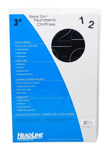 STICK ON VINYL LETTERS HELVETICA 3IN NUMBERS BLACK
