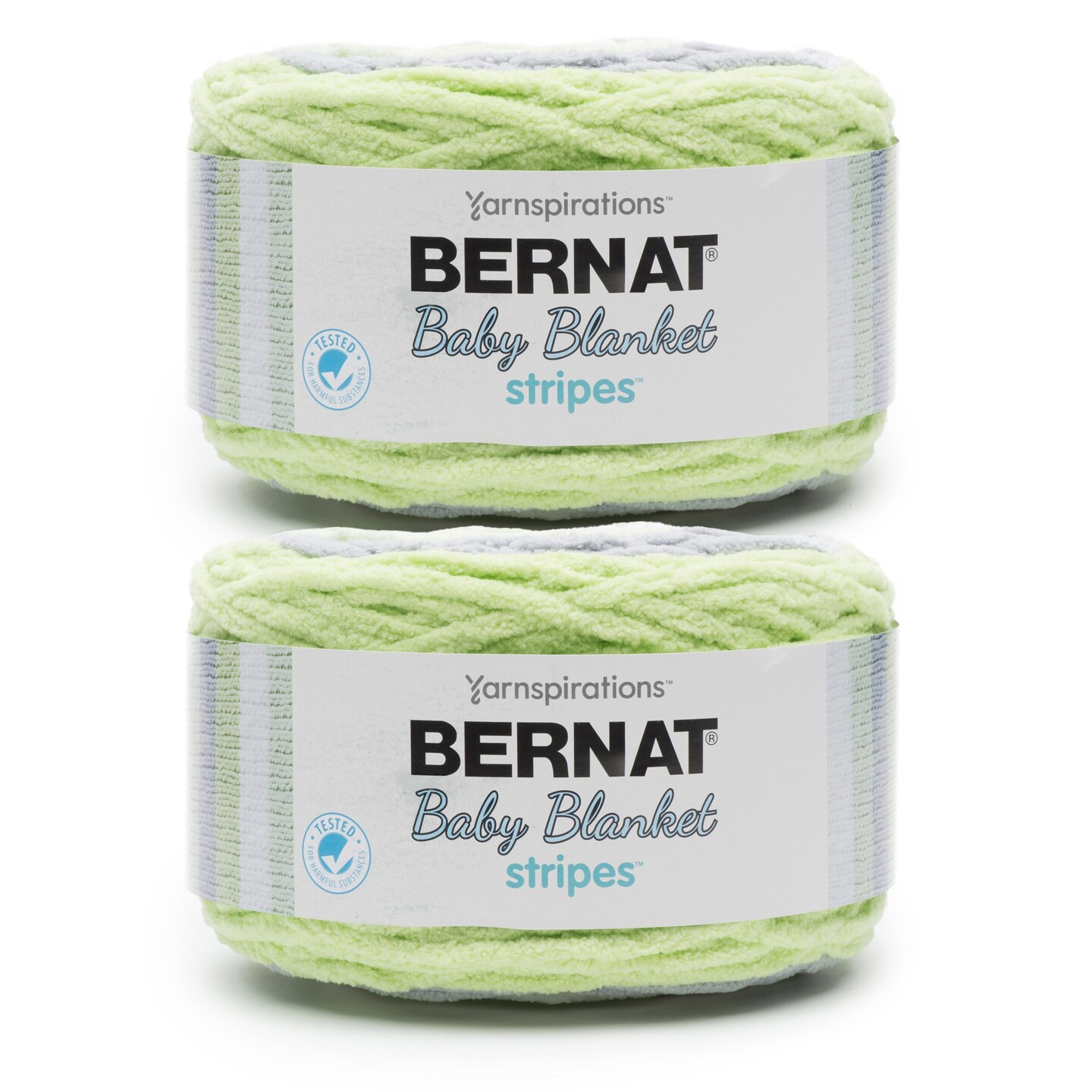 Bernat Baby Blanket Stripes Sprouts Yarn - 2 Pack of 300g/10.5oz - Polyester - 6 Super Bulky - 220 Yards - Knitting/Crochet