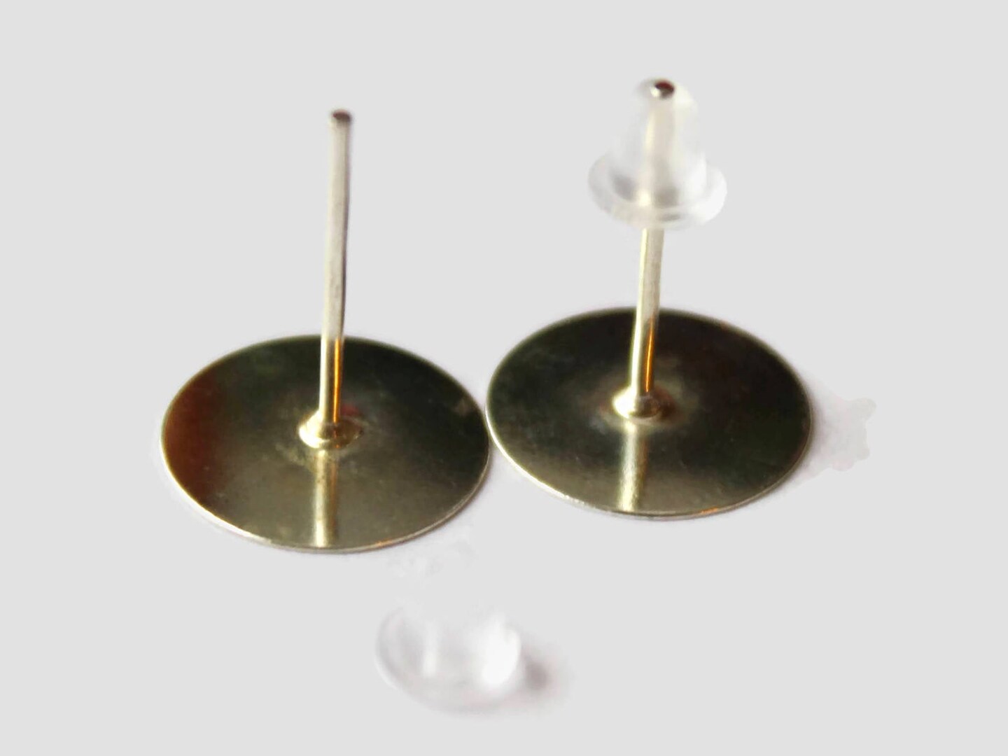 Silver Earring Posts with 10mm Pads - Iron Ear Studs