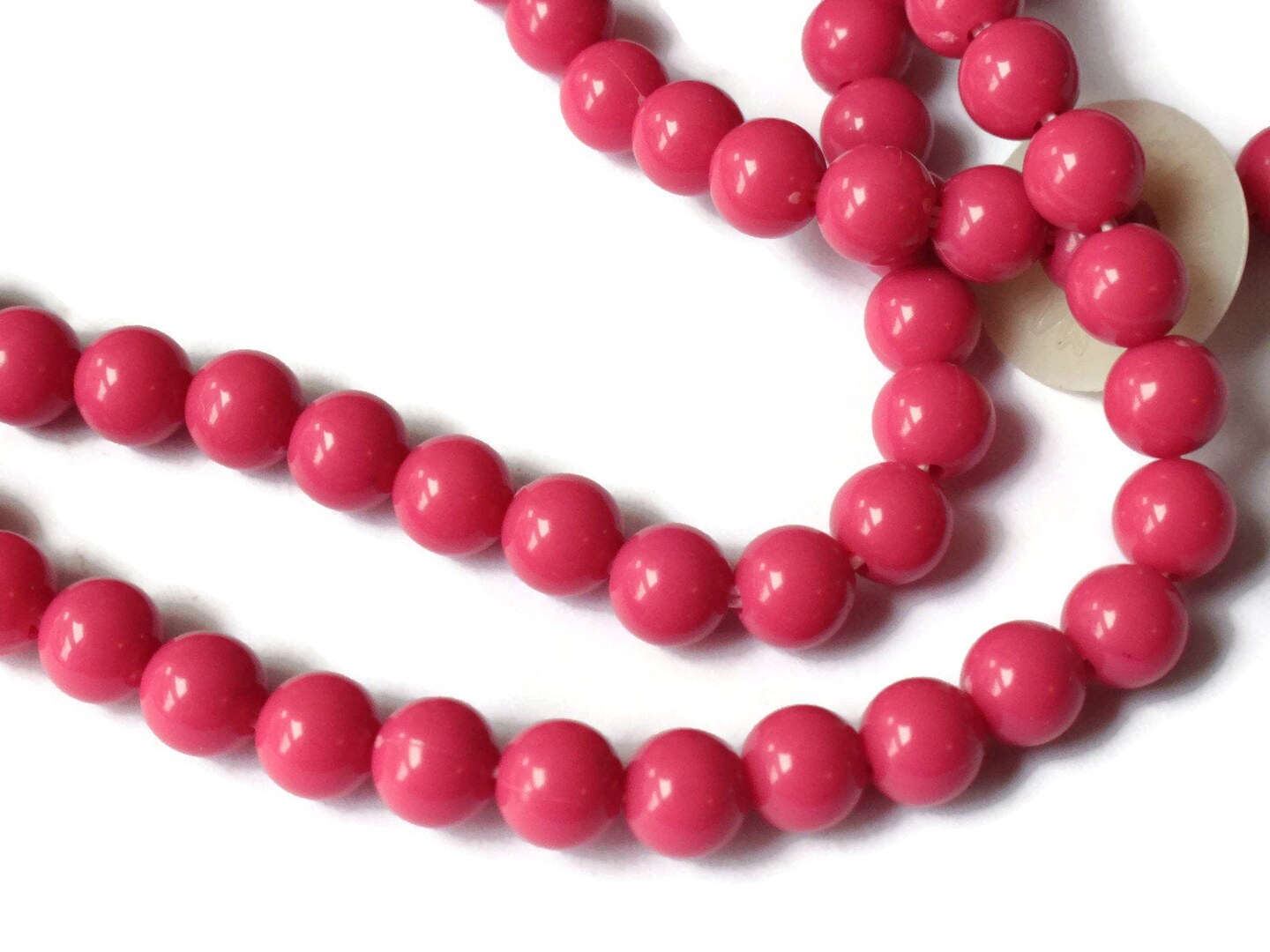 135 6mm Round Pink Vintage Plastic Beads 31 Inch Full Strand Ball Beads Acrylic Beads