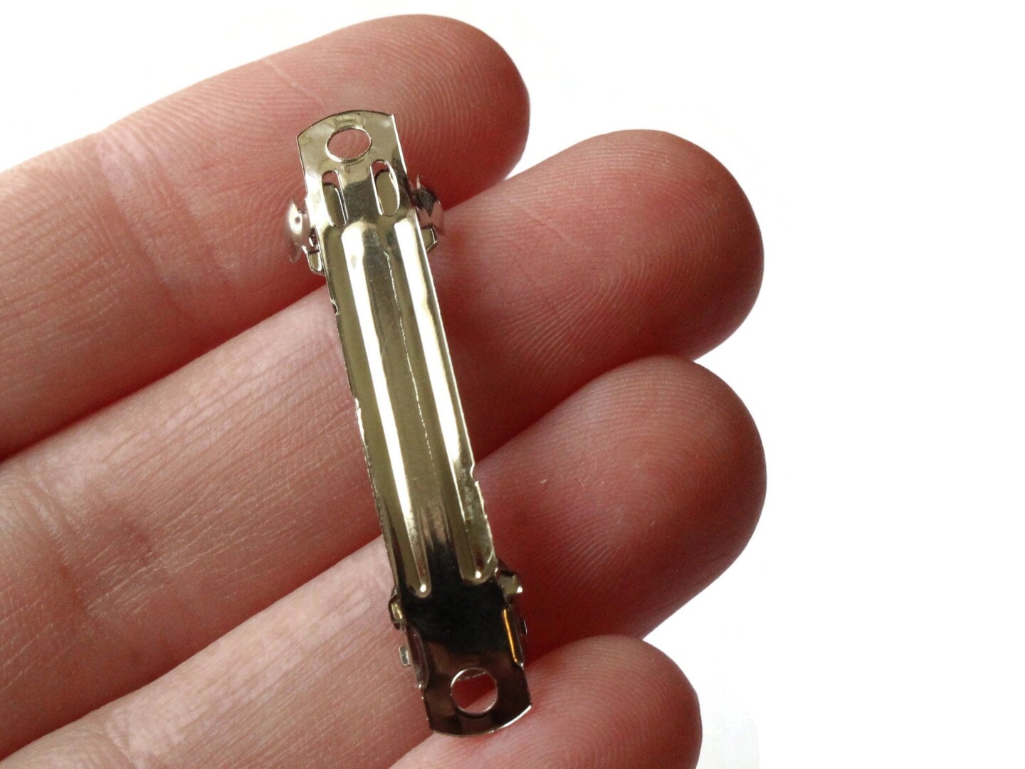 10 39mm Vintage French Barrette Nickel Plated Steel Hair Clips