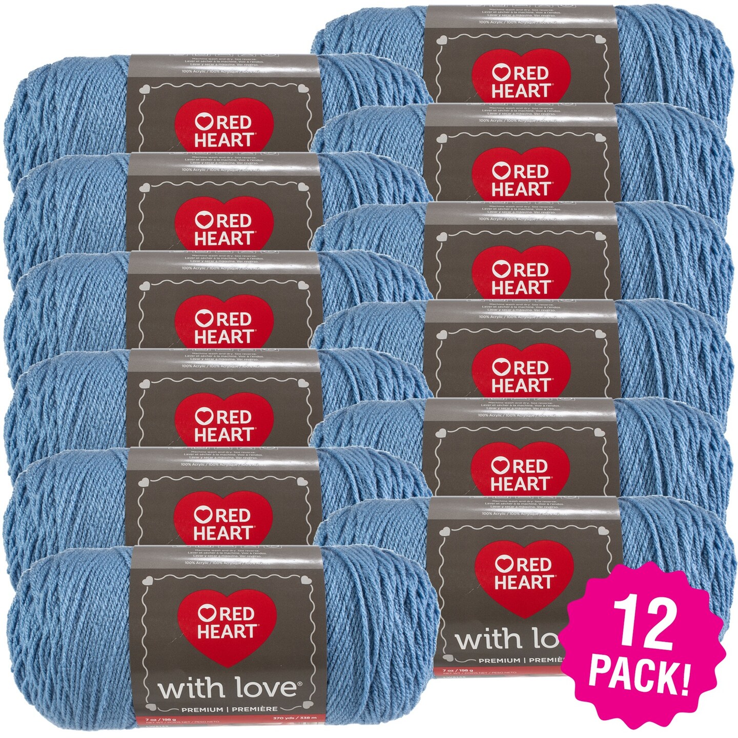 Multipack of 12 - Red Heart With Love Yarn-Bluebell