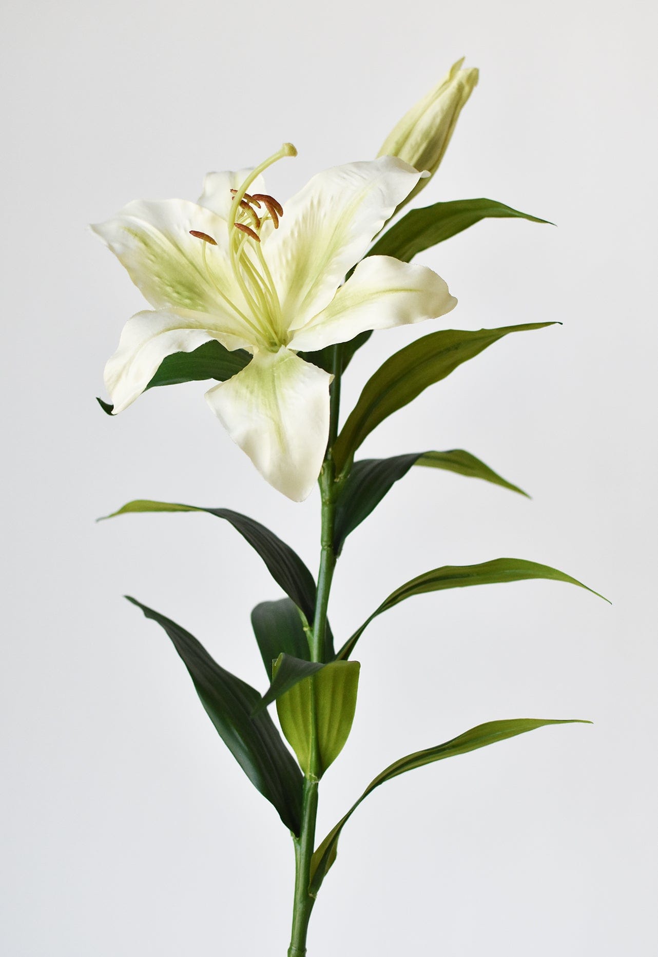 35&#x22; Faux Green and White Lily Stem