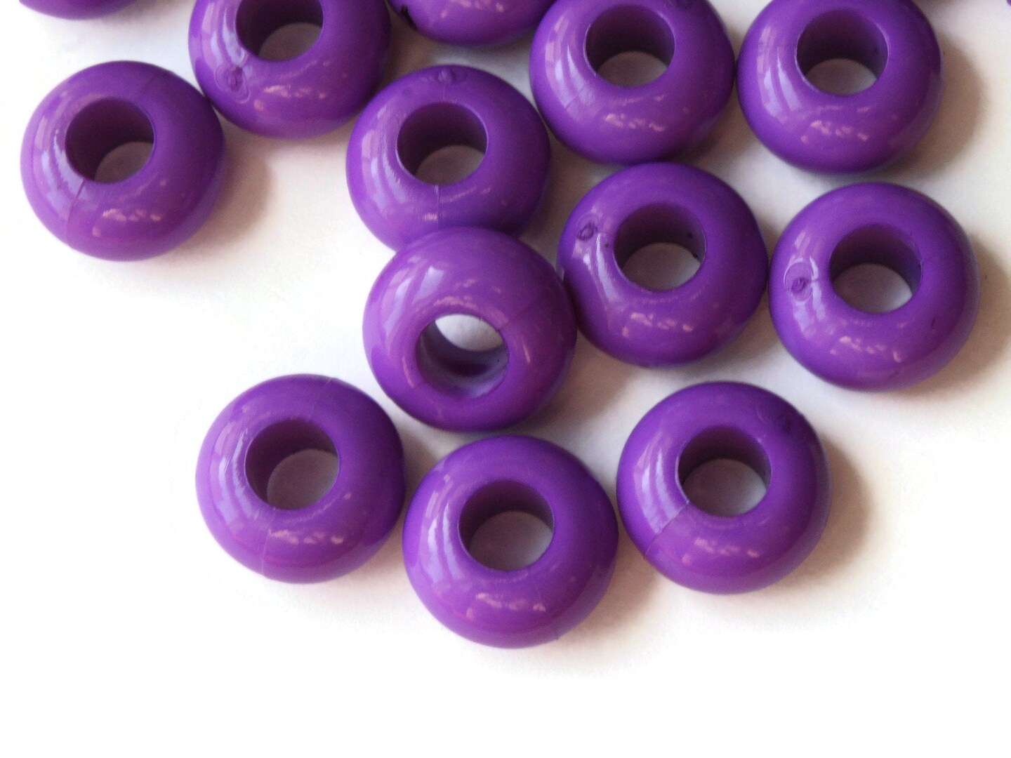 30 14mm x 8mm Large Hole Purple Beads Macrame Plastic Rondelle Beads