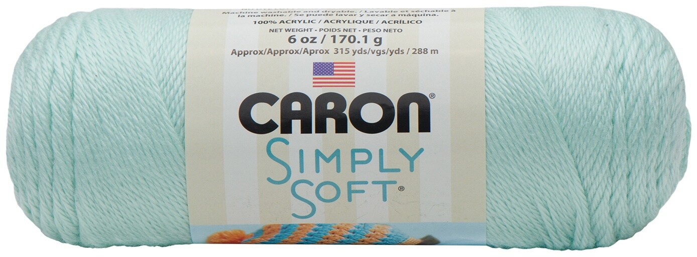 Caron Simply Soft Soft Green Yarn - 3 Pack of 170g/6oz - Acrylic - 4 Medium (Worsted) - 315 Yards - Knitting/Crochet