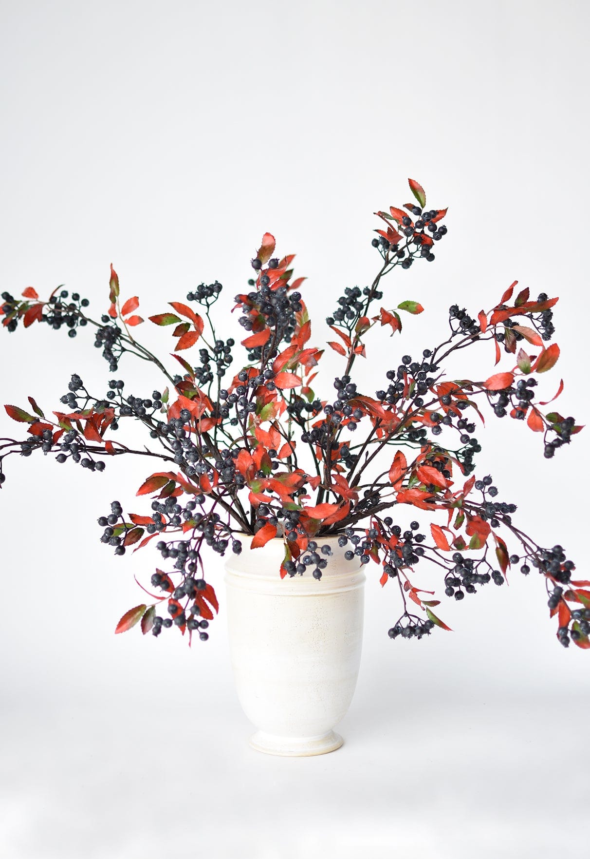 34&#x22; Faux Blue Berry w/ Red Foliage Stem