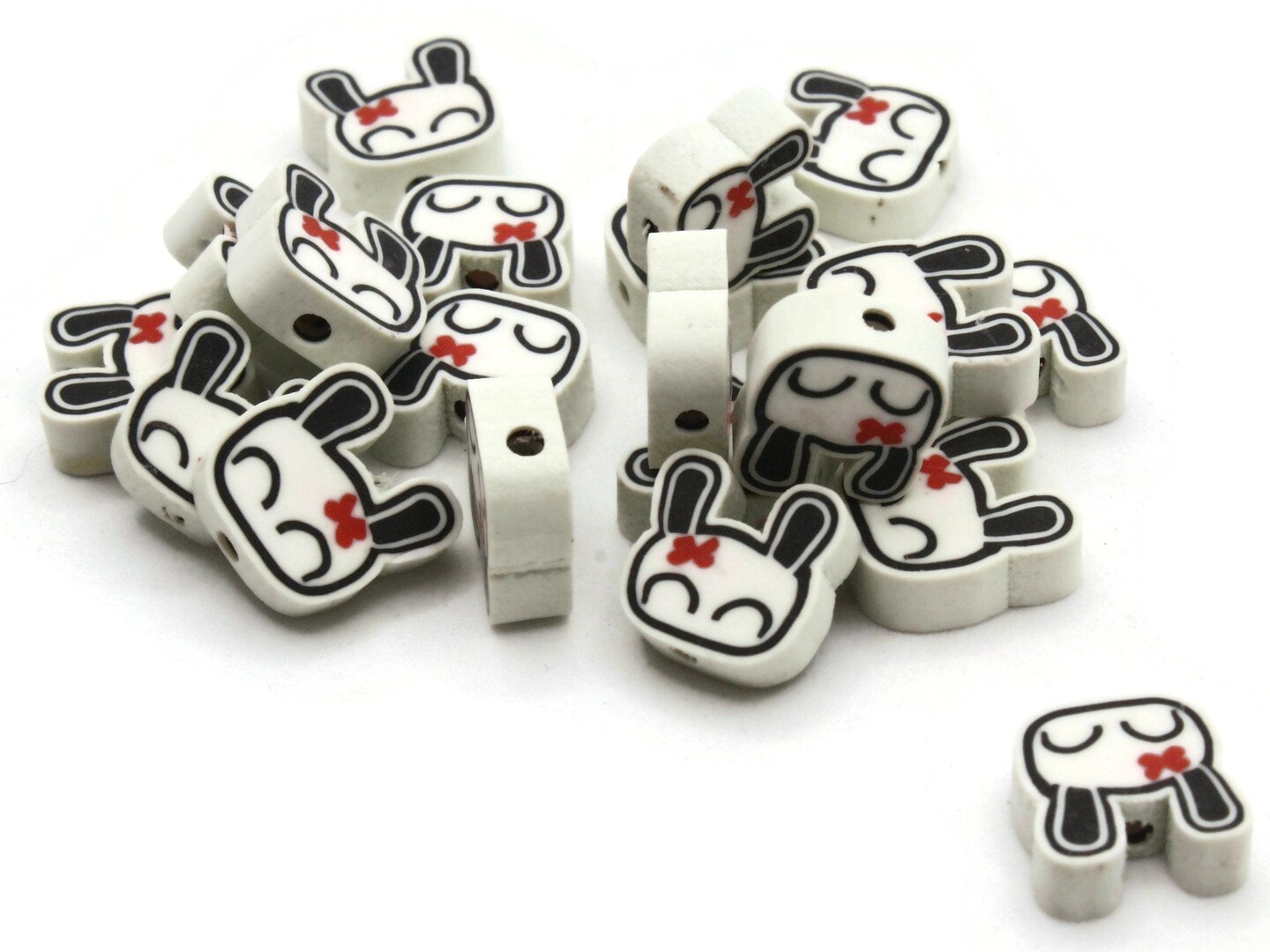 20 White Bunny Head Beads - Rabbit Polymer Clay Beads by Smileyboy Beads | Michaels