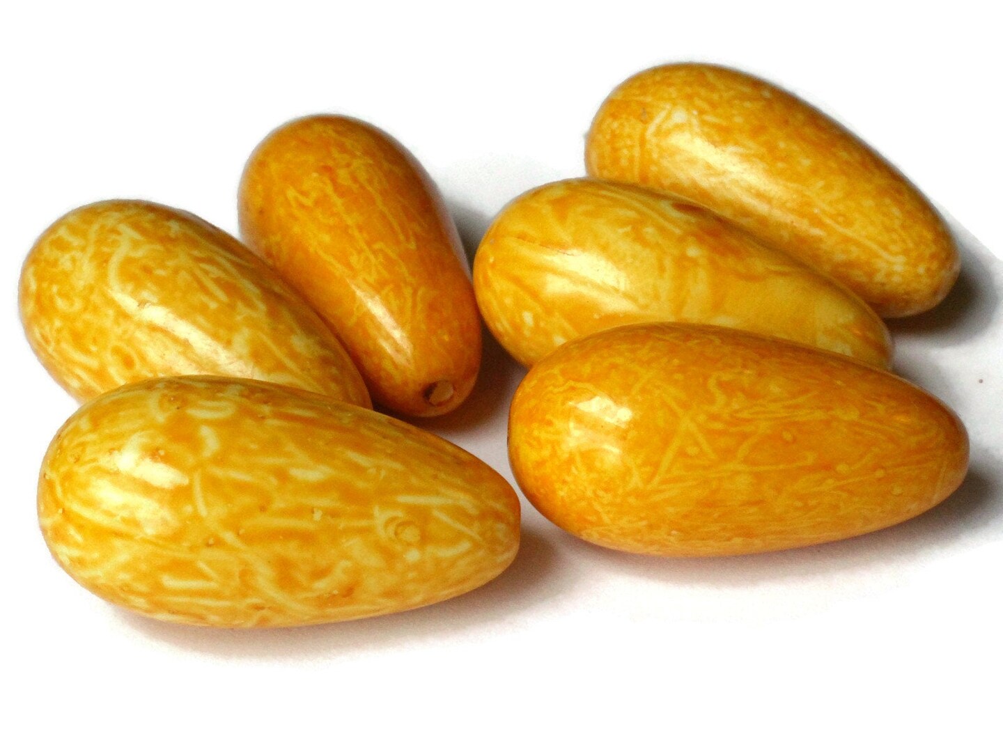 6 32mm Yellow Vintage Lucite Teardrop Beads bK2