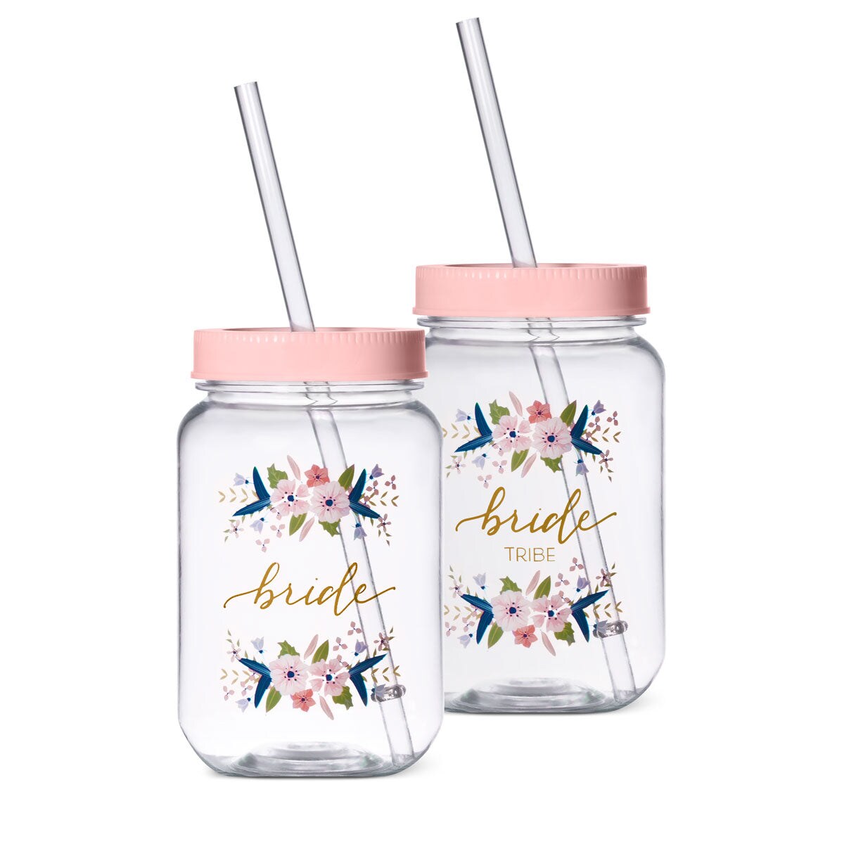 11 Piece Set of Plastic Mason Jars for Bachelorette Parties, Weddings, and Bridal Showers