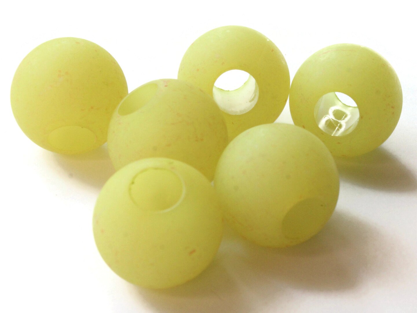 6 25mm x 22mm Translucent Green Round Large Hole Acrylic Beads