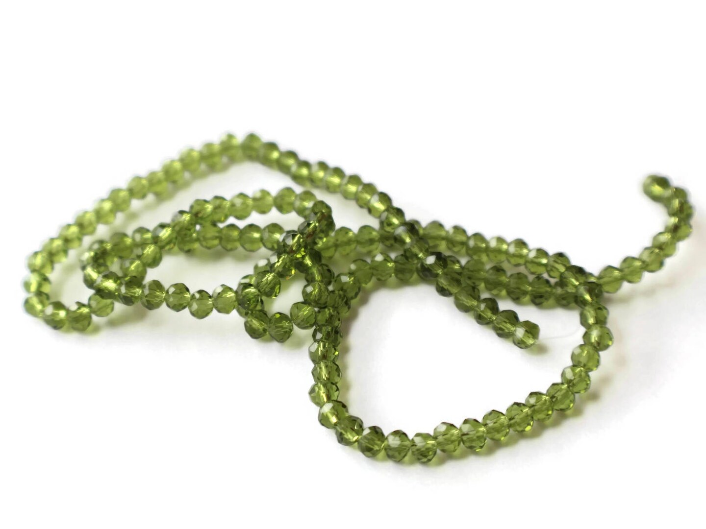 135 3mm x 4mm Green Crystal Faceted Rondelle Beads Full Strand