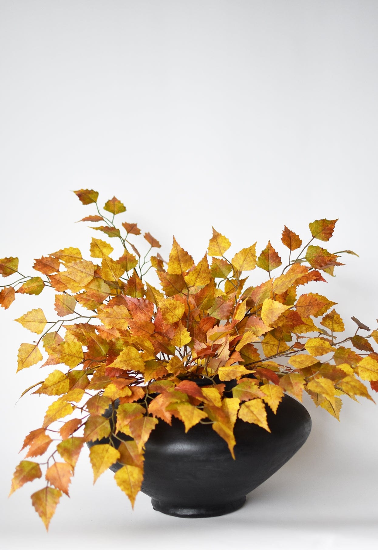 26&#x22; Faux Birch Leaf Stem Orange / Mustard / Yellow