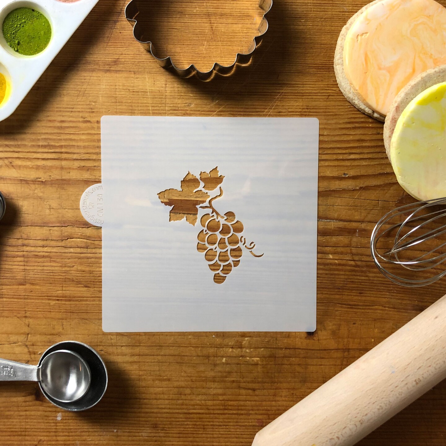 Grape Bunch Cookie & Craft Stencil | CM134 by Designer Stencils | Cookie Decorating Tools |