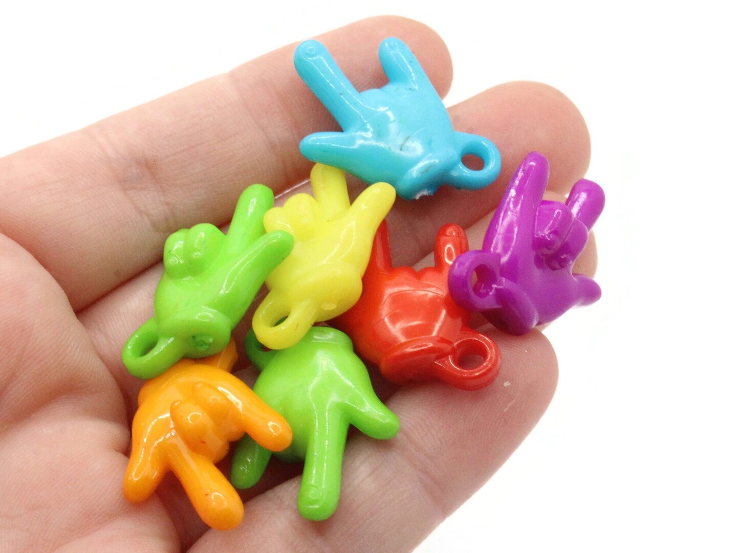 12 25mm I love you Hand ASL Charms - Mixed Color Plastic Charms bM2