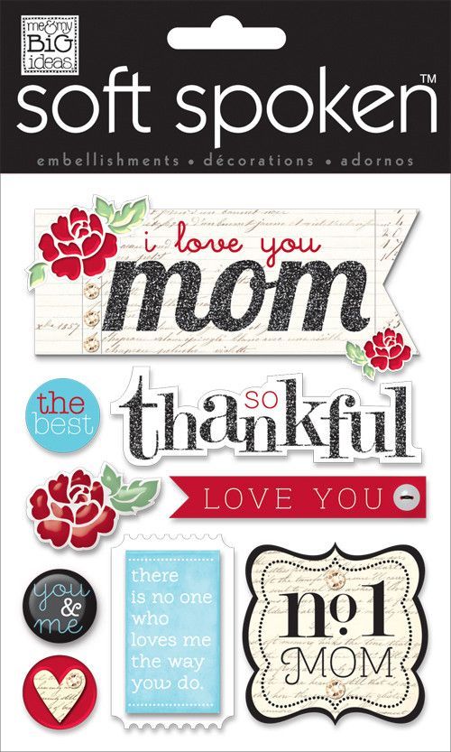 Me & My Big Ideas Soft Spoken I Love You Mom Dimensional Stickers