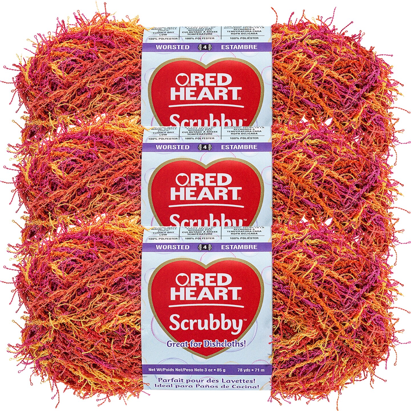 Multipack of 03 - Red Heart Scrubby Yarn-Zesty
