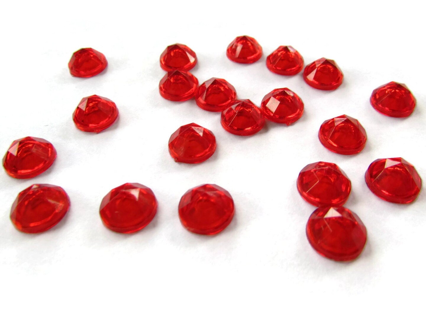 40 9mm Round Red Faceted Vintage Plastic Cabochons Hollow Back Dome Cabochons