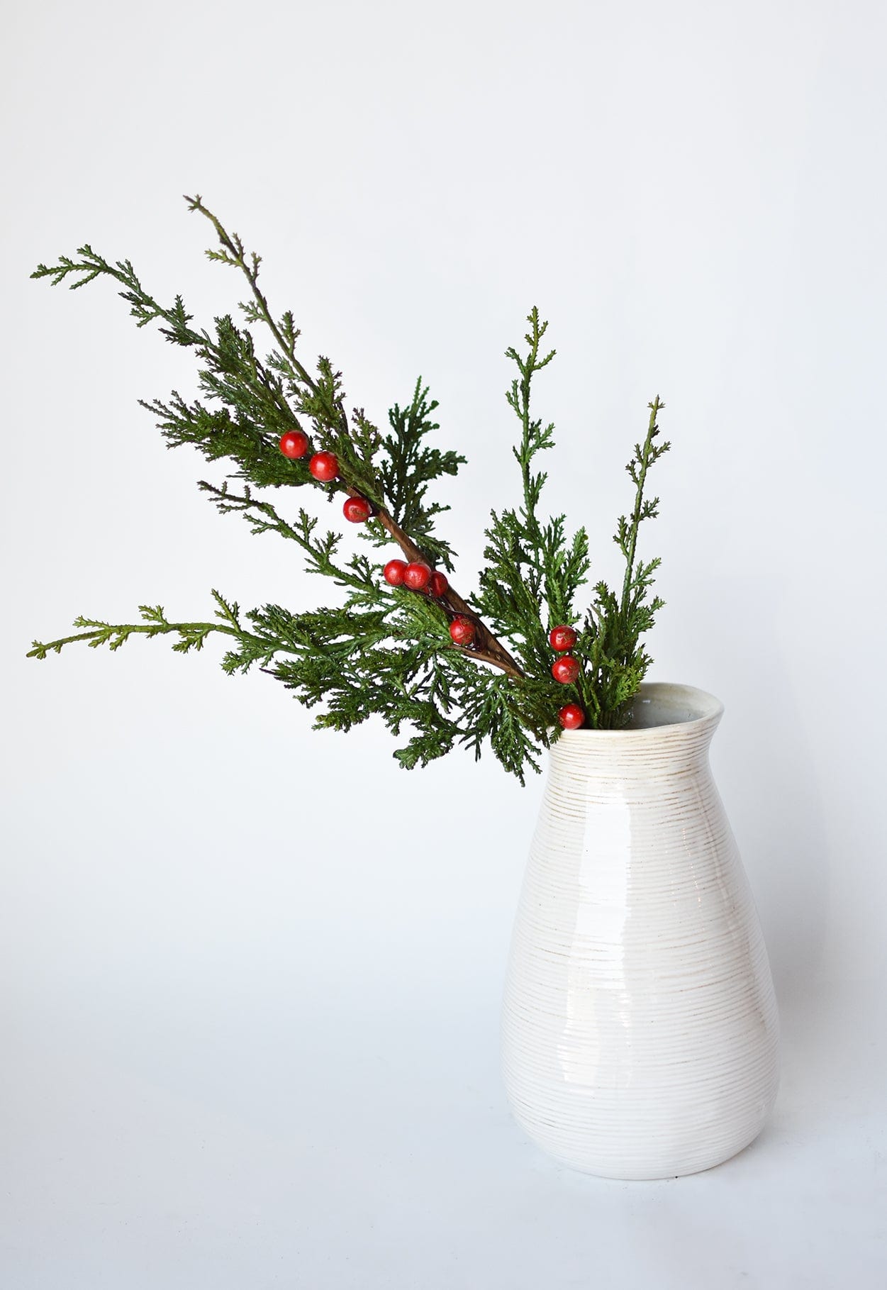 24&#x22; Faux Cedar Spray w/ Red Berry Stem