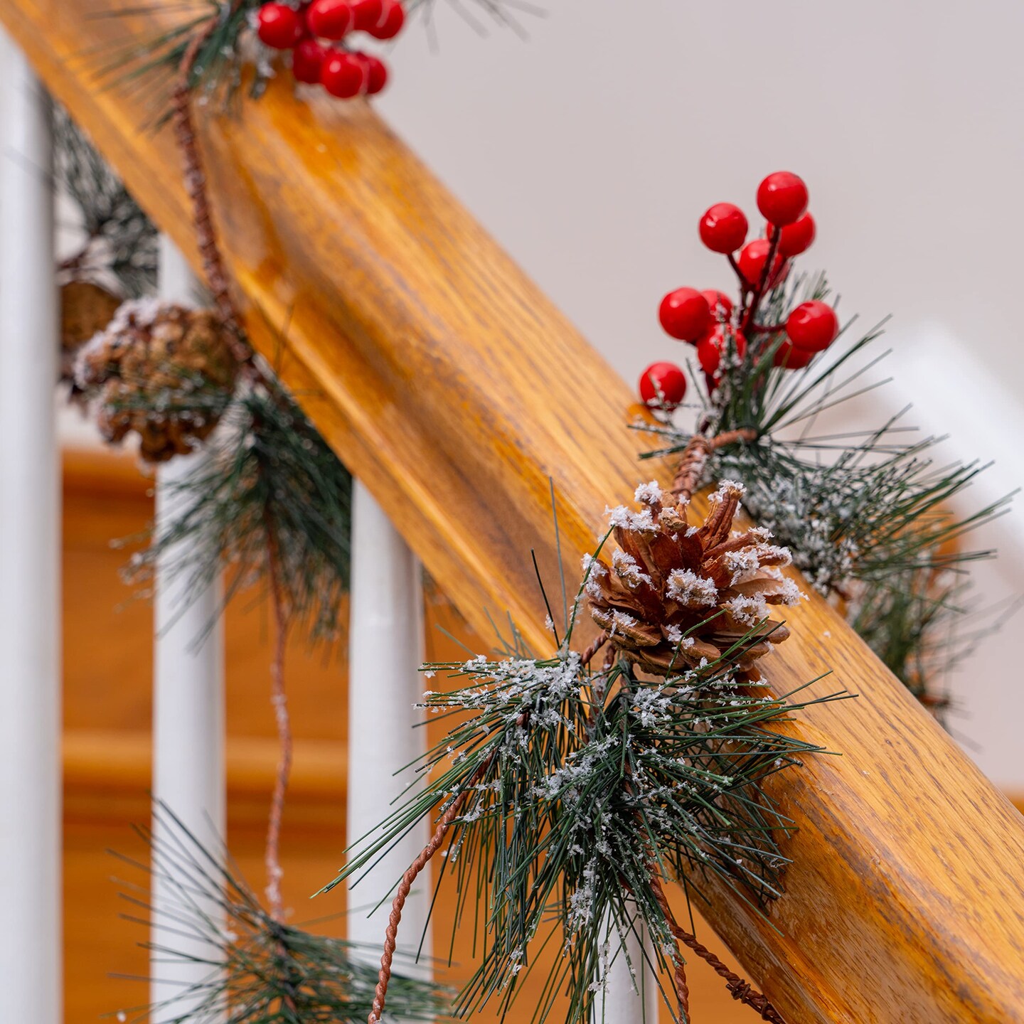 Ornativity Pine and Berries Garland - Pine Needles, Pinecone and Berry Rustic Holiday Christmas Tree Natural Garland Decorations &#x2013; 6 Ft