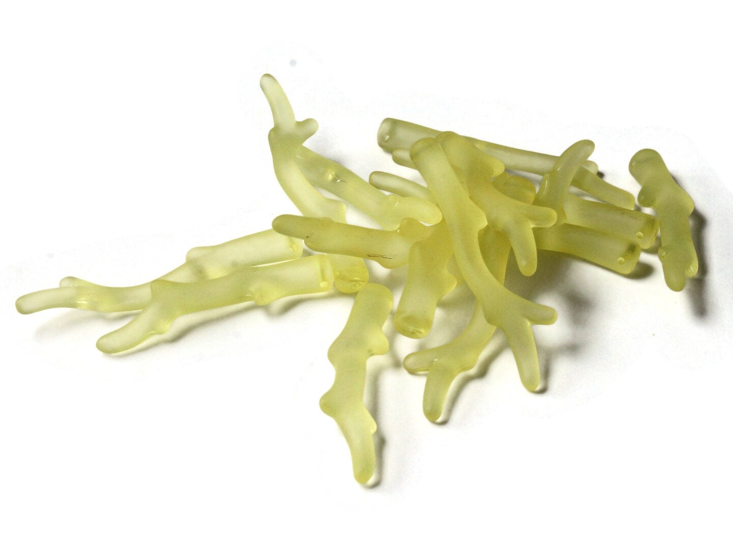 15 47mm and 57mm Frosted Clear Yellow Acrylic Branch Beads - Stick Beads - Antler Beads