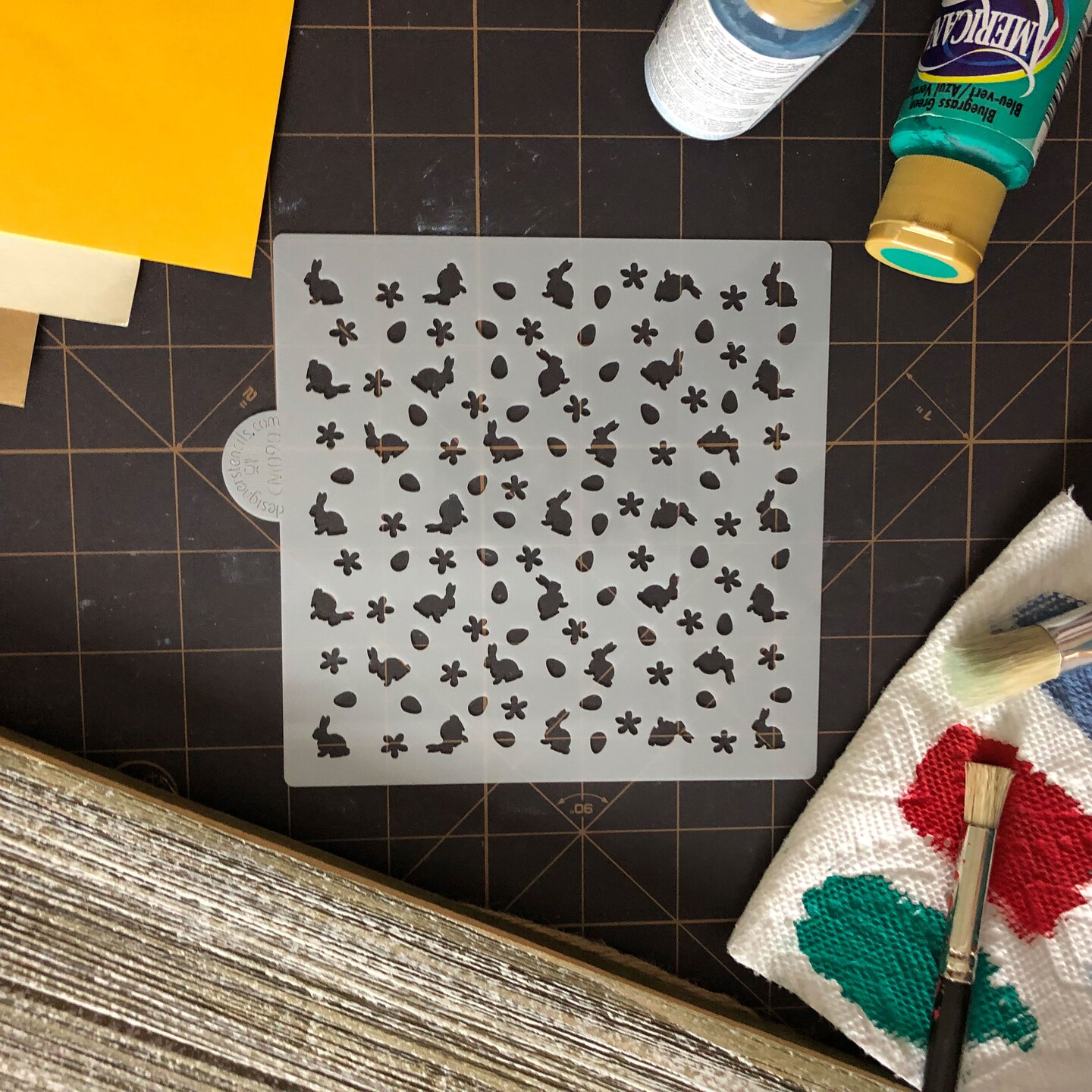 Bunnies and Flowers Miniprint Cookie & Craft Stencil | CM090 by Designer Stencils |