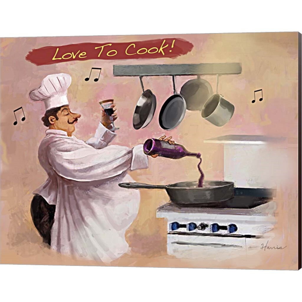 Chef Wine &#x26; Look What&#x27;s Cooking by Frank Harris 15&#x22; x 12&#x22; Canvas Wall Art (Set of 2)