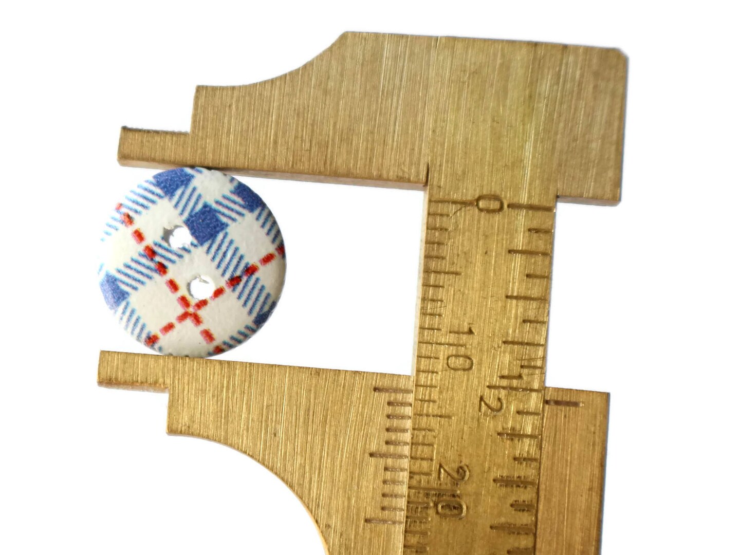 20 13mm Two Hole Blue Tartan Plaid Buttons Round Wooden Buttons Wood Buttons