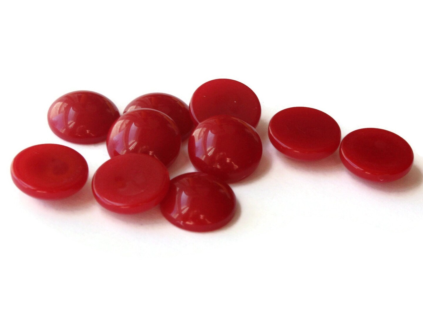 10 13mm Round Dark Red Cabochons Vintage Japanese Lucite Cabochons Plastic Cabochons