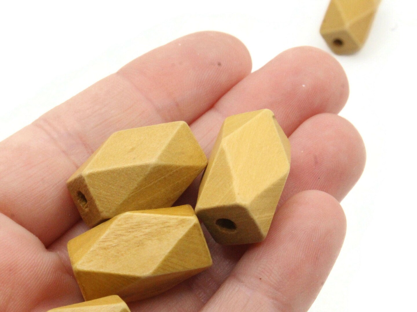 6 22mm Light Brown Large Hole Wood Vintage Macrame Rectangle Beads
