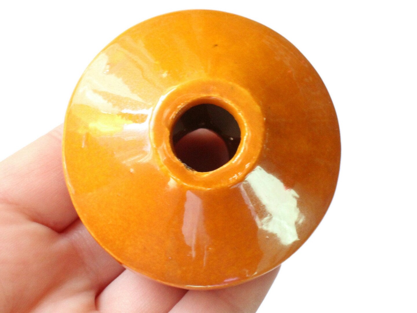 58mm Caramel Brown Saucer Bead Vintage Macrame Ceramic Bead bM1
