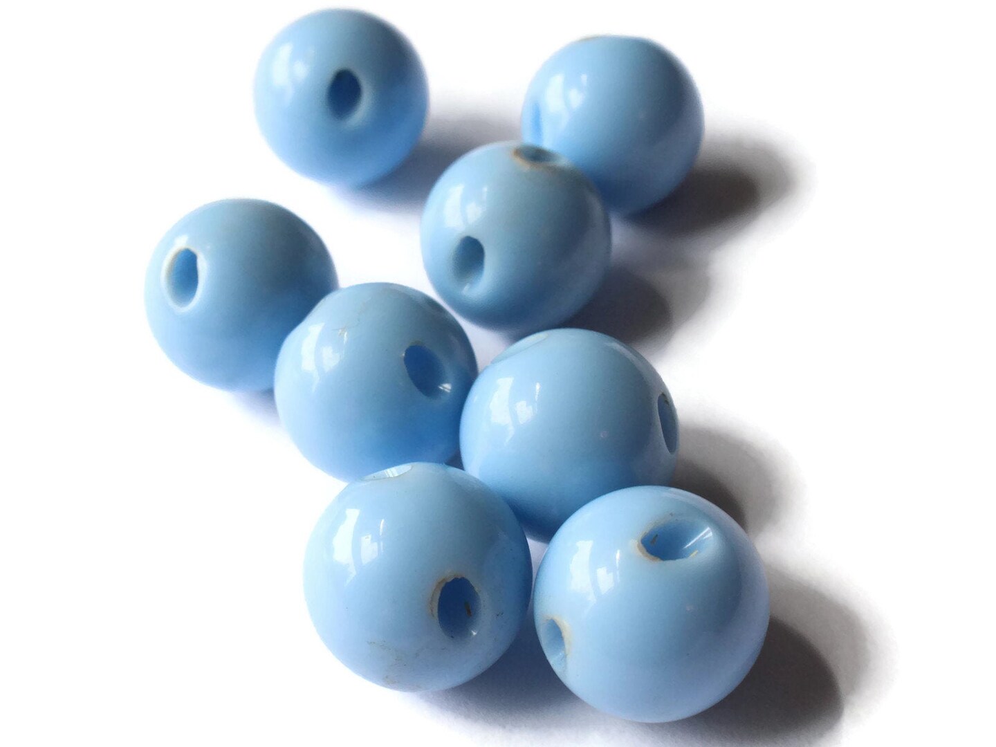 8 12mm 1/2 Inch Sky Blue Opaque Vintage Lucite Round Ball Buttons