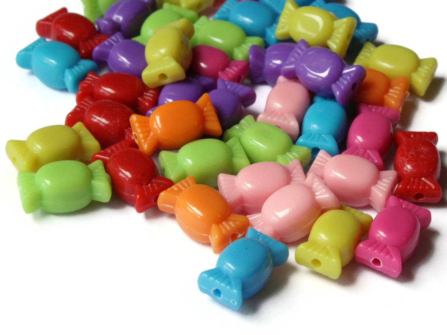 40 15.5mm Mixed Color Hard Candy Beads Rainbow Colored Plastic Beads