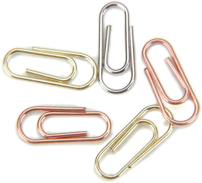 Creative Impressions Mini Metal Paper Clips .5"X.25" 25/Pkg-Silver, Copper & Brass